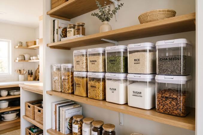 Labeling storage zones keeps items accessible and organized.